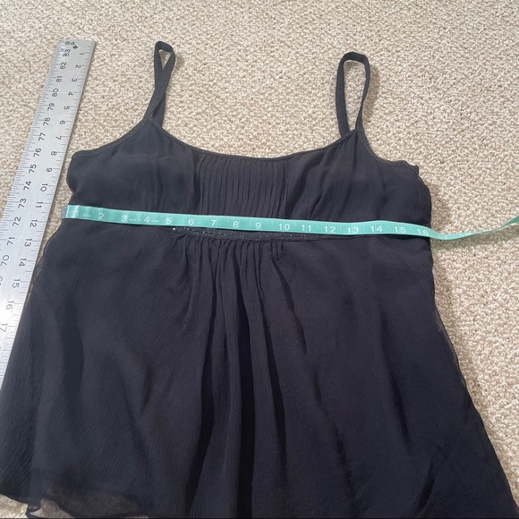 DKNY 8 100% silk Black top blouse camisole tank sequins excellent party formal - Picture 5 of 11